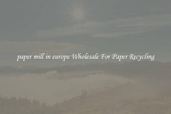paper mill in europe Wholesale For Paper Recycling