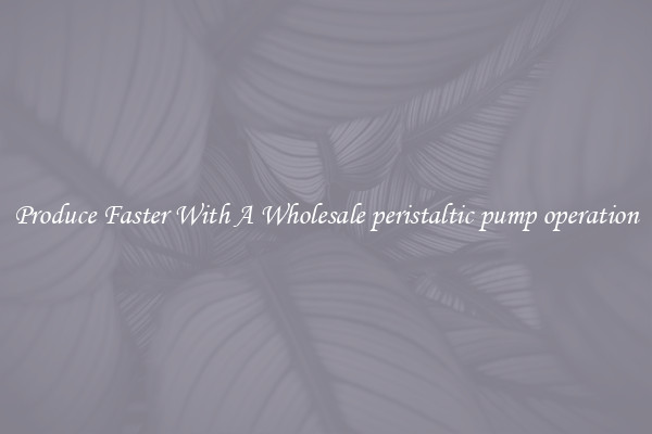 Produce Faster With A Wholesale peristaltic pump operation