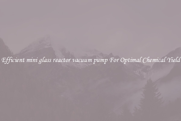 Efficient mini glass reactor vacuum pump For Optimal Chemical Yield