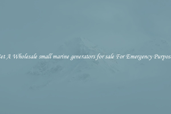 Get A Wholesale small marine generators for sale For Emergency Purposes