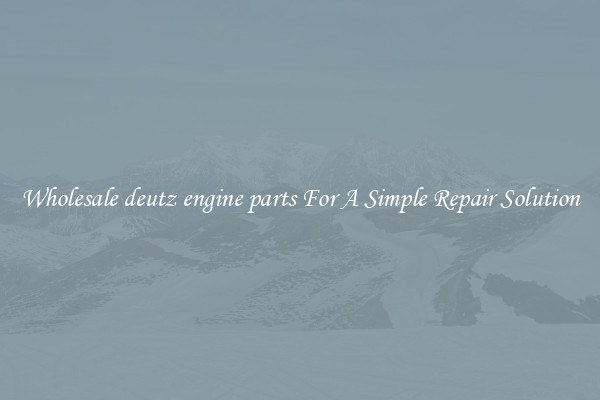 Wholesale deutz engine parts For A Simple Repair Solution