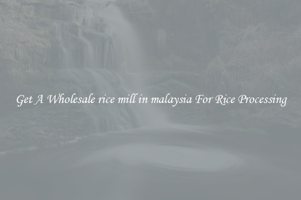 Get A Wholesale rice mill in malaysia For Rice Processing